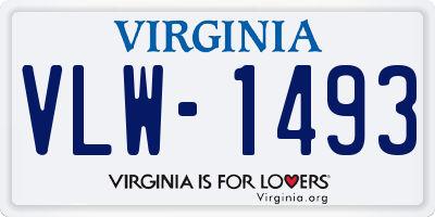 VA license plate VLW1493