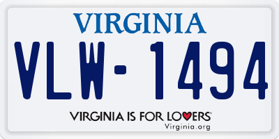 VA license plate VLW1494