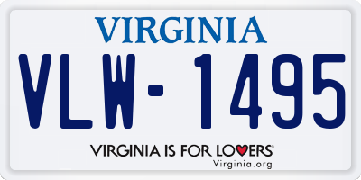 VA license plate VLW1495