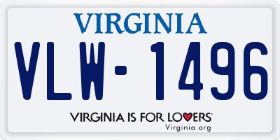 VA license plate VLW1496