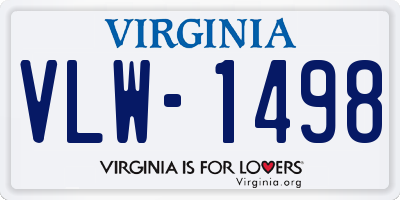 VA license plate VLW1498