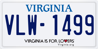 VA license plate VLW1499