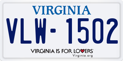 VA license plate VLW1502