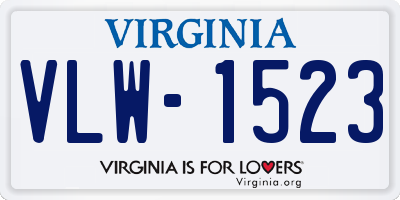 VA license plate VLW1523