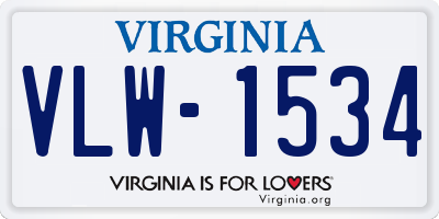 VA license plate VLW1534