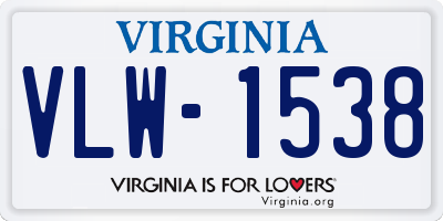 VA license plate VLW1538