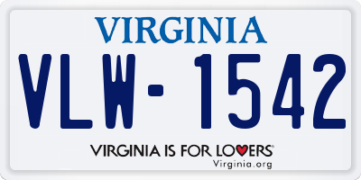 VA license plate VLW1542