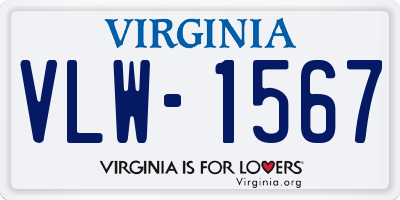 VA license plate VLW1567