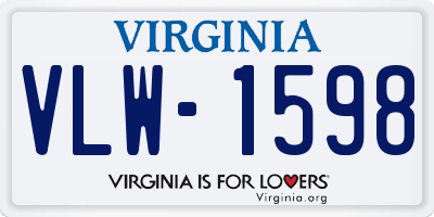 VA license plate VLW1598