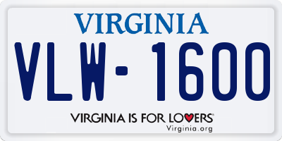 VA license plate VLW1600