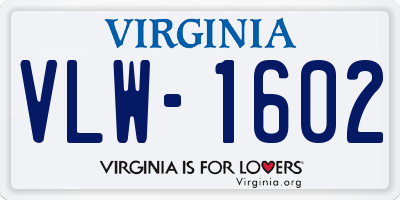 VA license plate VLW1602