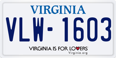 VA license plate VLW1603