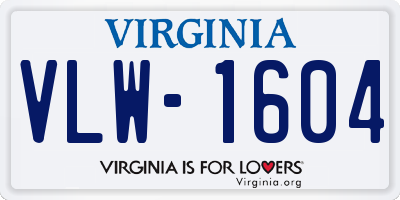 VA license plate VLW1604