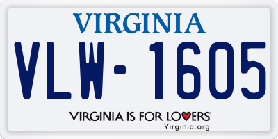 VA license plate VLW1605