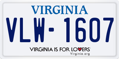 VA license plate VLW1607