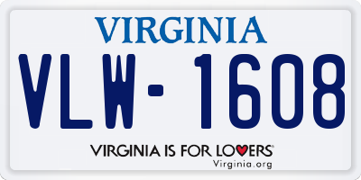 VA license plate VLW1608