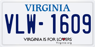 VA license plate VLW1609