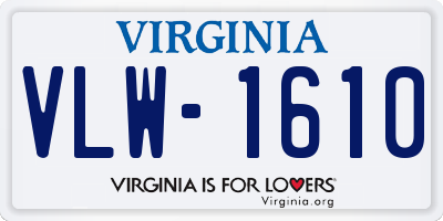 VA license plate VLW1610