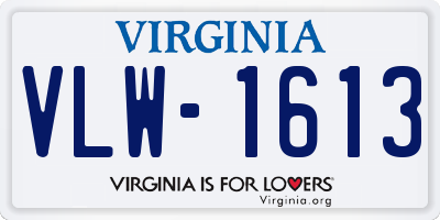 VA license plate VLW1613