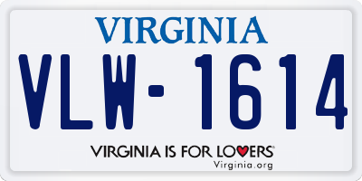 VA license plate VLW1614