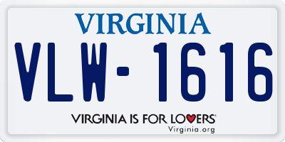 VA license plate VLW1616