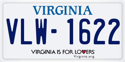 VA license plate VLW1622