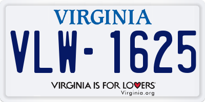 VA license plate VLW1625