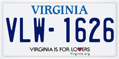 VA license plate VLW1626