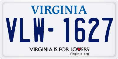 VA license plate VLW1627