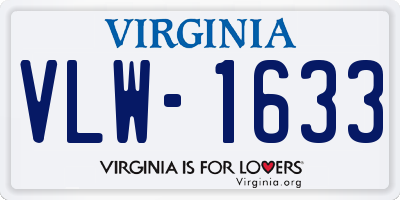 VA license plate VLW1633