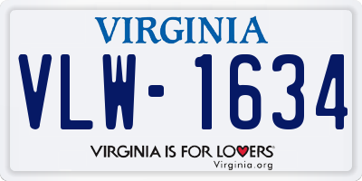 VA license plate VLW1634