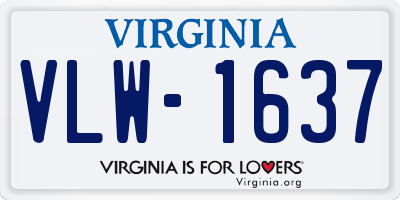 VA license plate VLW1637