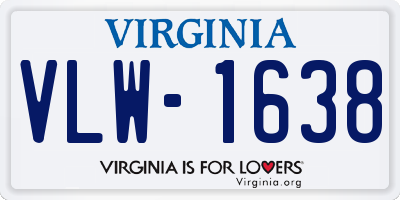 VA license plate VLW1638