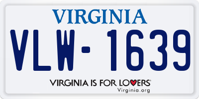 VA license plate VLW1639