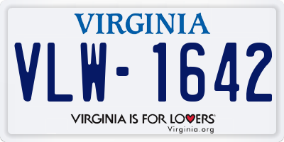 VA license plate VLW1642