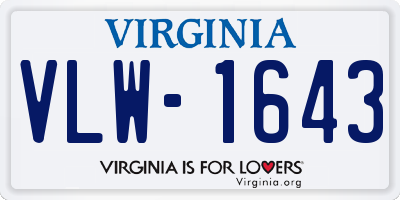 VA license plate VLW1643