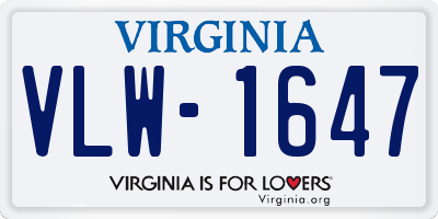 VA license plate VLW1647