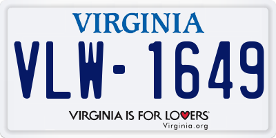 VA license plate VLW1649