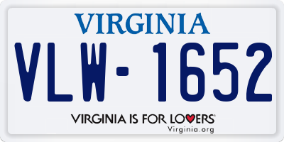 VA license plate VLW1652