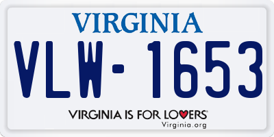 VA license plate VLW1653