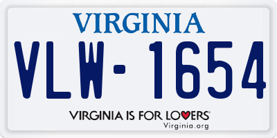 VA license plate VLW1654