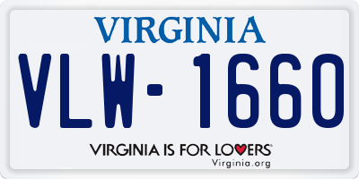 VA license plate VLW1660