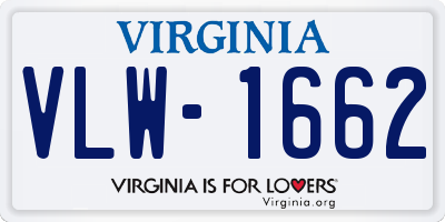 VA license plate VLW1662