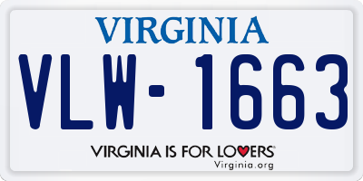 VA license plate VLW1663