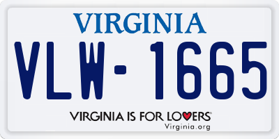 VA license plate VLW1665