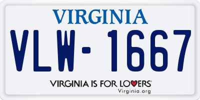 VA license plate VLW1667