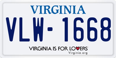 VA license plate VLW1668