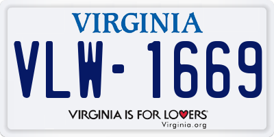 VA license plate VLW1669