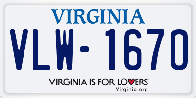 VA license plate VLW1670