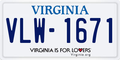 VA license plate VLW1671